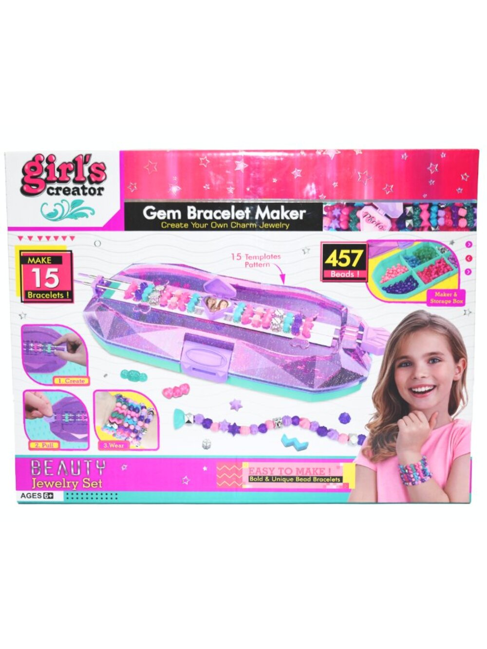DIY Bead Bracelet Making Kit for Kids, Arts & Crafts Jewelry Design Activity Set - Picture 10 of 14